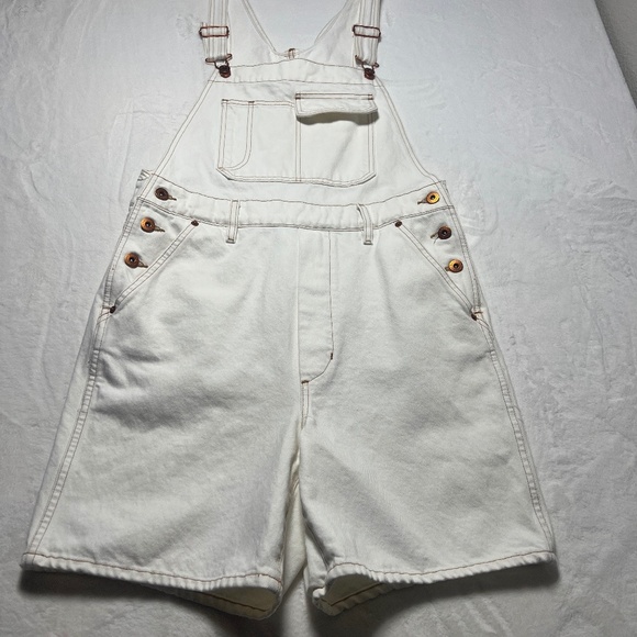 NWT SLVRLAKE + Net Sustain Organic Denim Overalls In Natural White - Picture 3 of 11